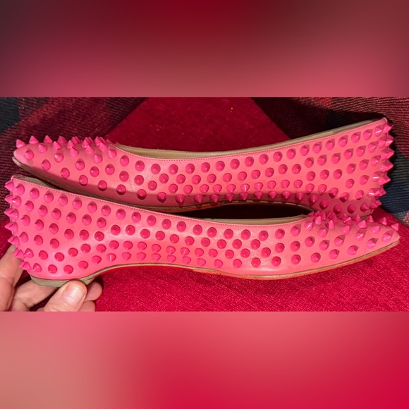 Christian Louboutin “Pigalle” Fucsia Spiked Ballet Flats size 40.5 - Picture 6 of 7